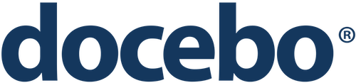 Blue logo with 'docebo' text