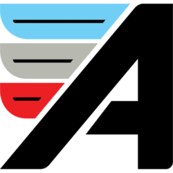 Stylized arrow logo in colors