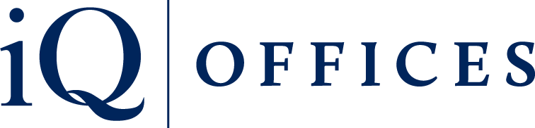 Logo of iQ Offices in blue