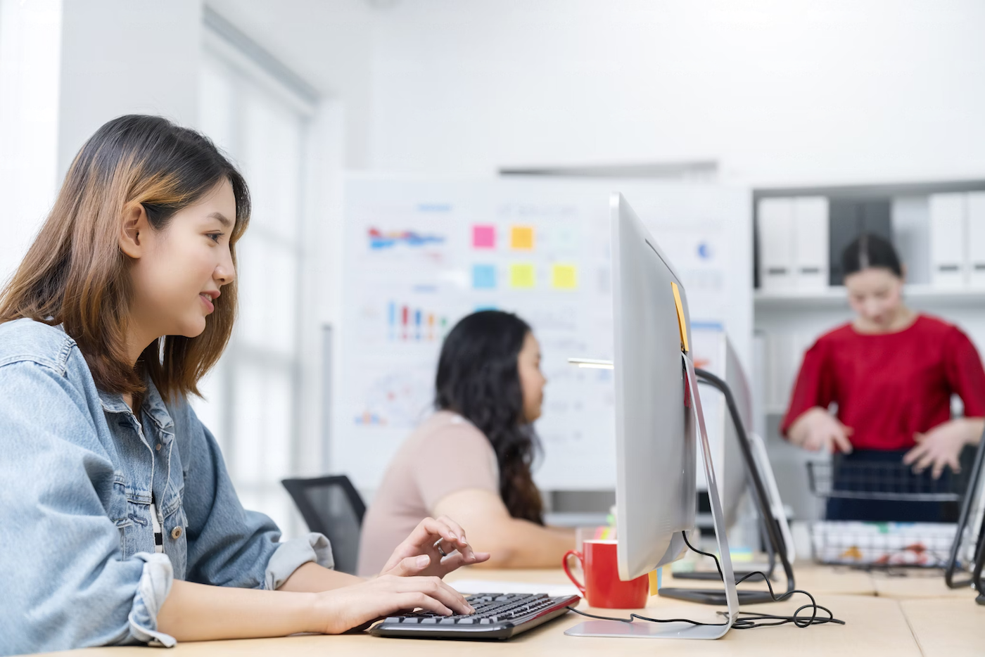 People working in a modern office.